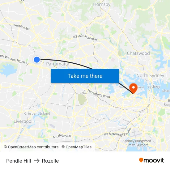 Pendle Hill to Rozelle map