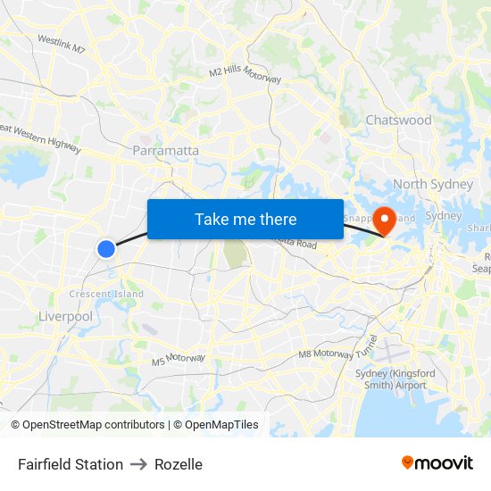 Fairfield Station to Rozelle map