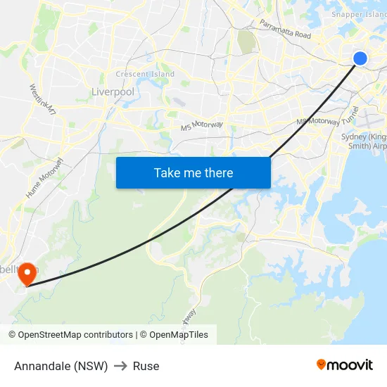 Annandale (NSW) to Ruse map