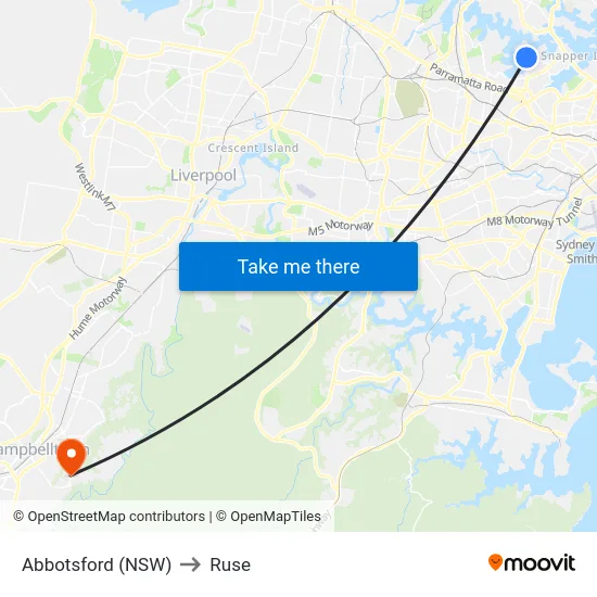 Abbotsford (NSW) to Ruse map