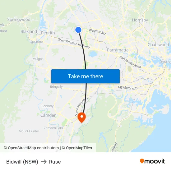 Bidwill (NSW) to Ruse map