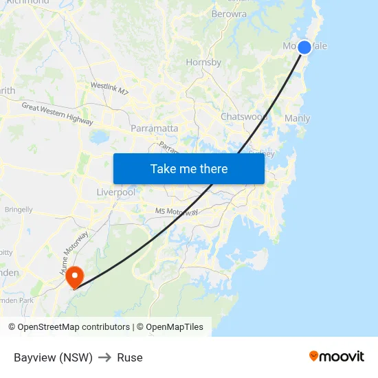 Bayview (NSW) to Ruse map