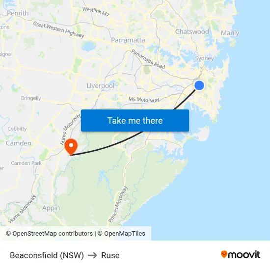 Beaconsfield (NSW) to Ruse map