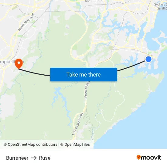 Burraneer to Ruse map