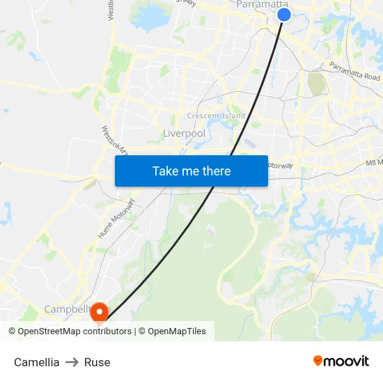 Camellia to Ruse map