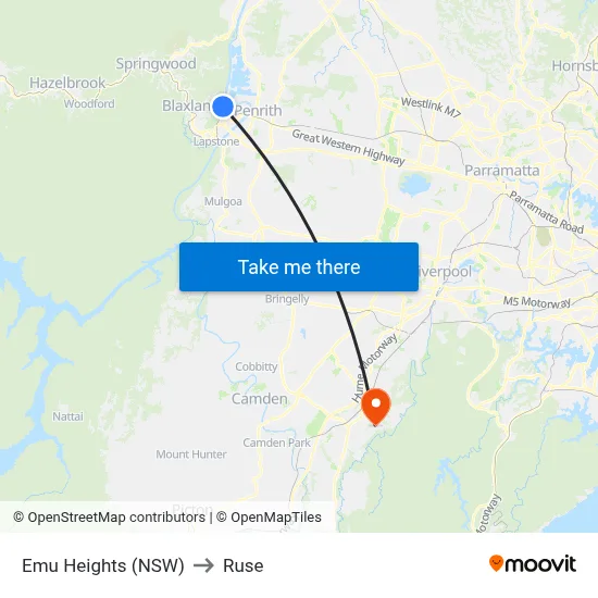 Emu Heights (NSW) to Ruse map