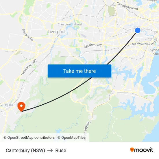 Canterbury (NSW) to Ruse map
