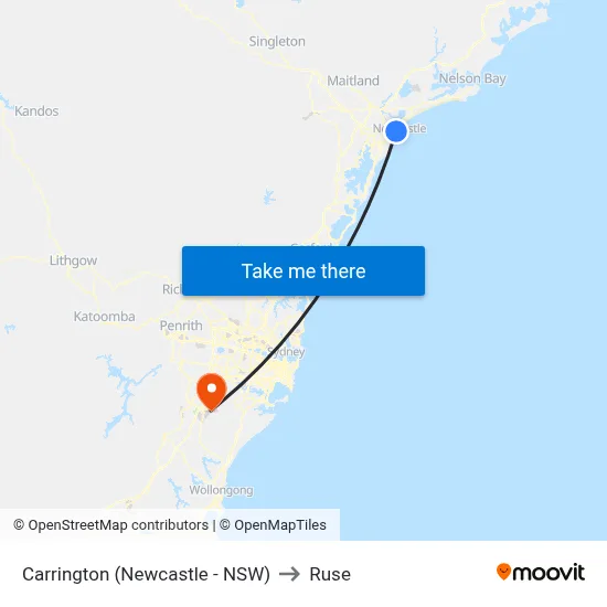 Carrington (Newcastle - NSW) to Ruse map