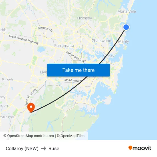 Collaroy (NSW) to Ruse map