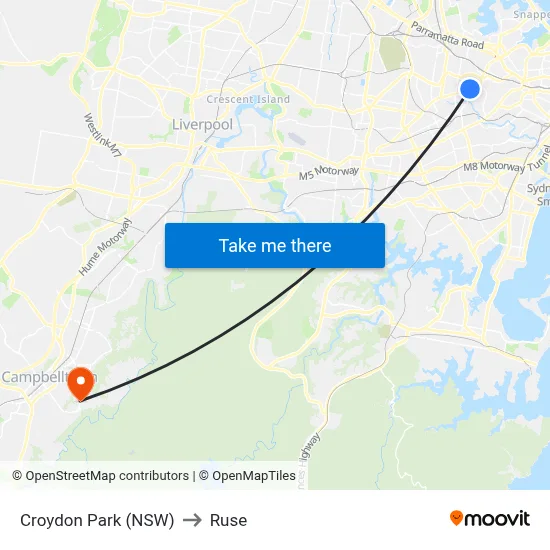 Croydon Park (NSW) to Ruse map