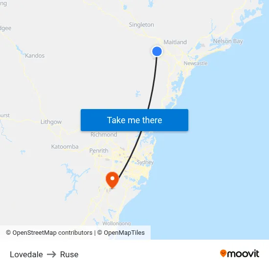 Lovedale to Ruse map