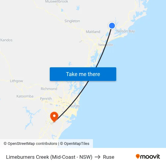 Limeburners Creek (Mid-Coast - NSW) to Ruse map
