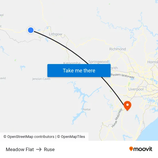 Meadow Flat to Ruse map