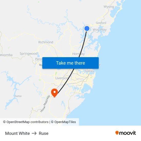 Mount White to Ruse map