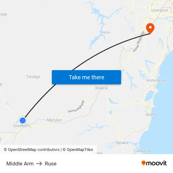 Middle Arm to Ruse map