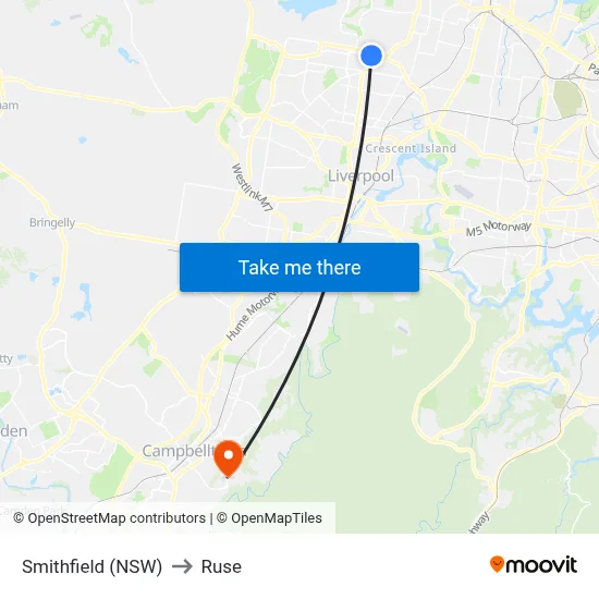 Smithfield (NSW) to Ruse map