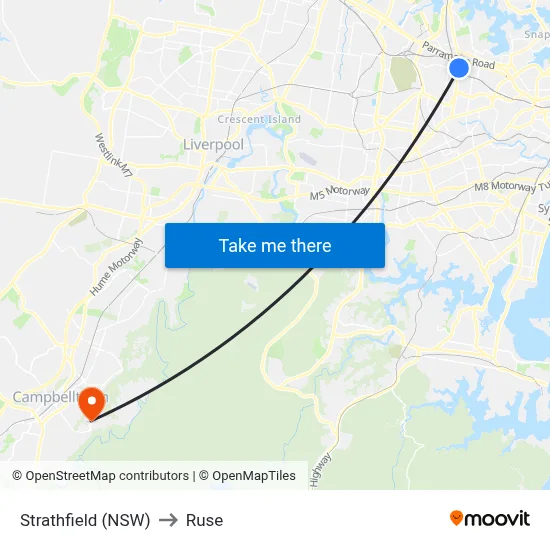 Strathfield (NSW) to Ruse map