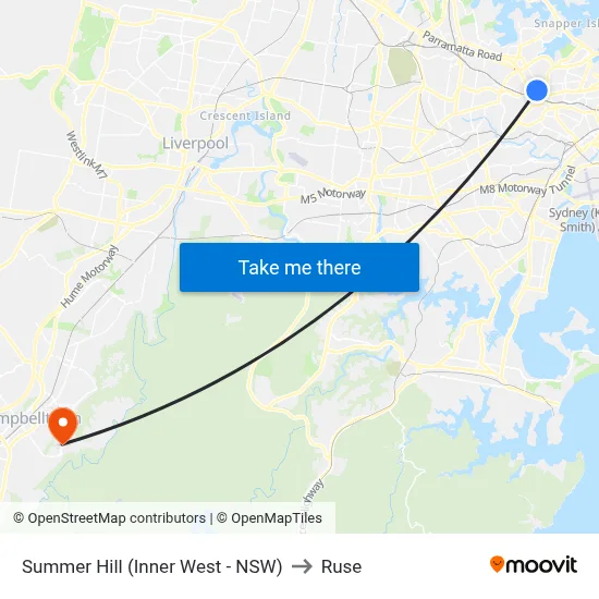 Summer Hill (Inner West - NSW) to Ruse map