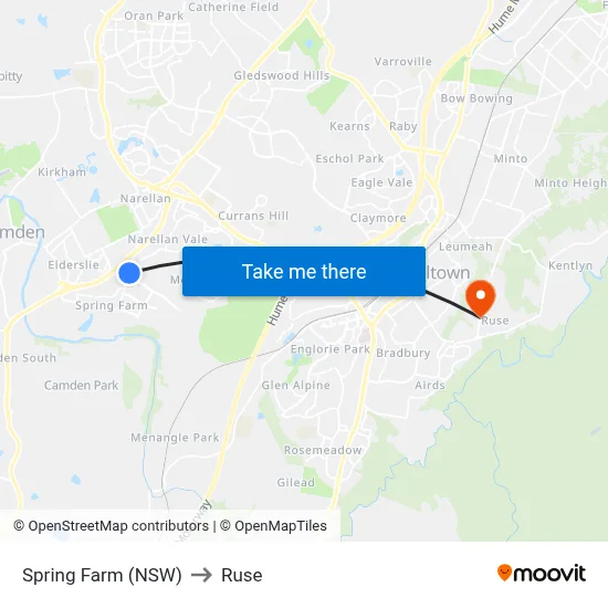 Spring Farm (NSW) to Ruse map