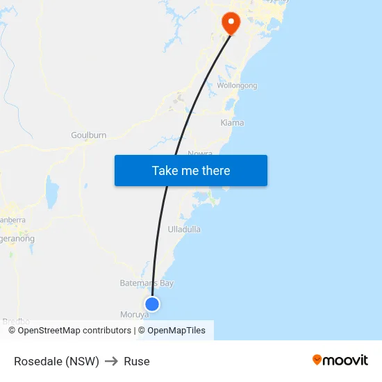Rosedale (NSW) to Ruse map