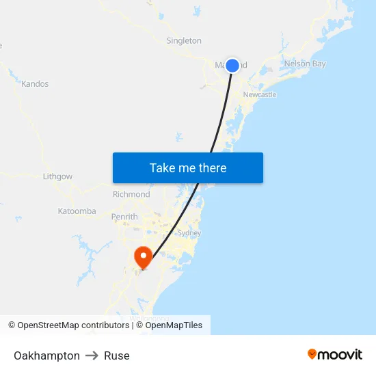 Oakhampton to Ruse map