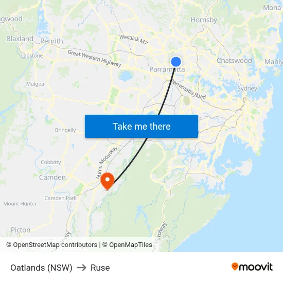 Oatlands (NSW) to Ruse map