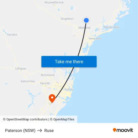 Paterson (NSW) to Ruse map