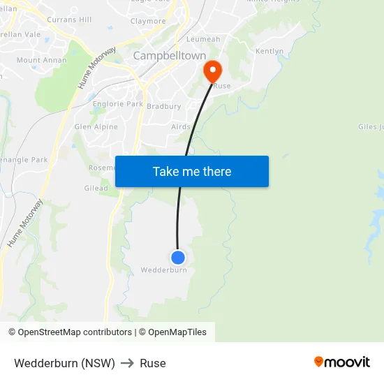 Wedderburn (NSW) to Ruse map