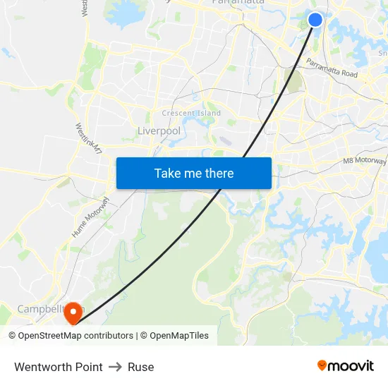 Wentworth Point to Ruse map