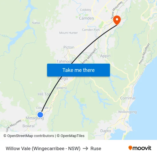 Willow Vale (Wingecarribee - NSW) to Ruse map
