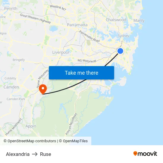 Alexandria to Ruse map