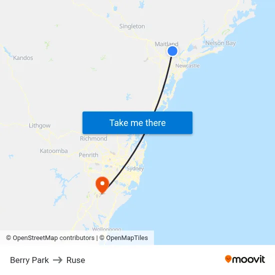 Berry Park to Ruse map