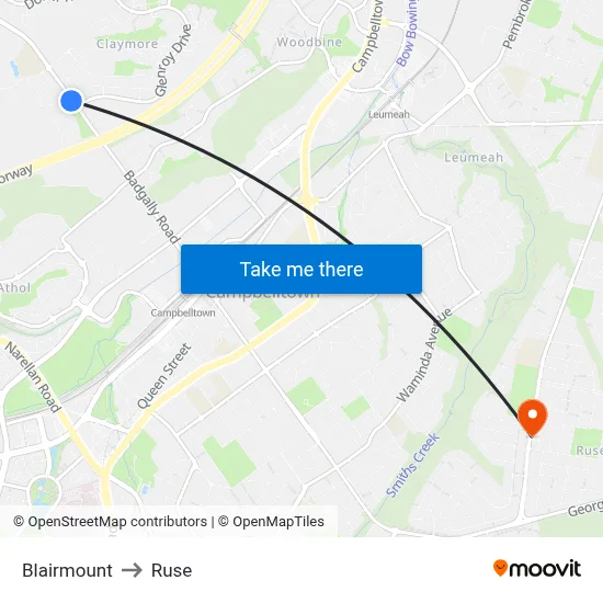 Blairmount to Ruse map