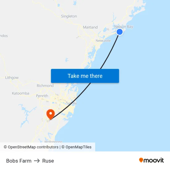 Bobs Farm to Ruse map