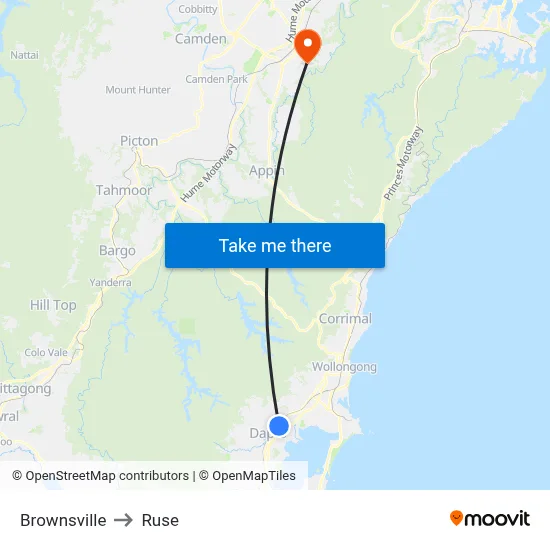 Brownsville to Ruse map