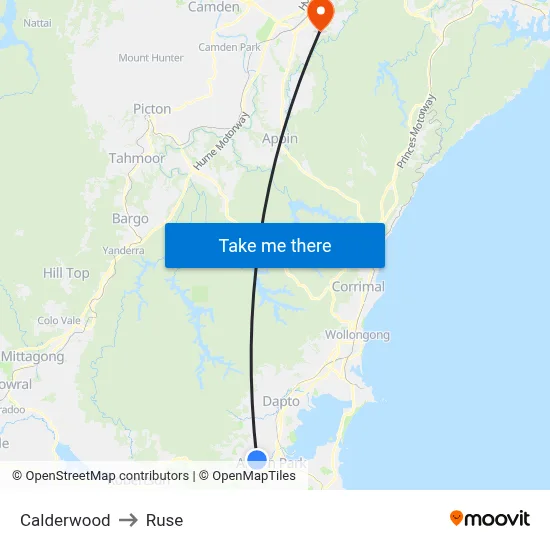 Calderwood to Ruse map