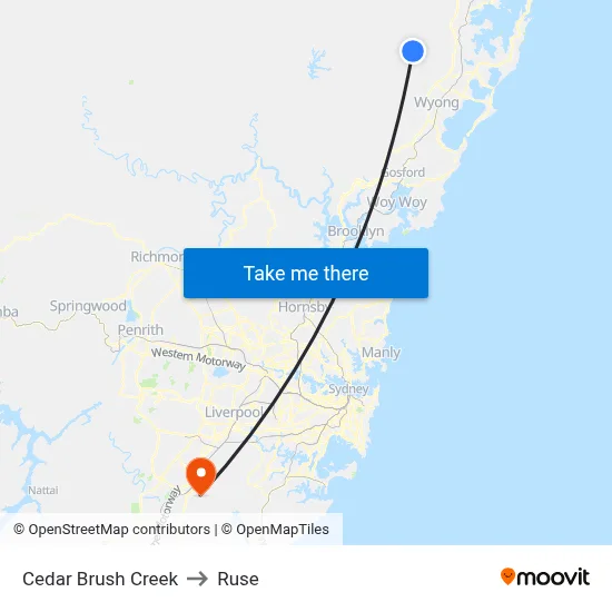 Cedar Brush Creek to Ruse map