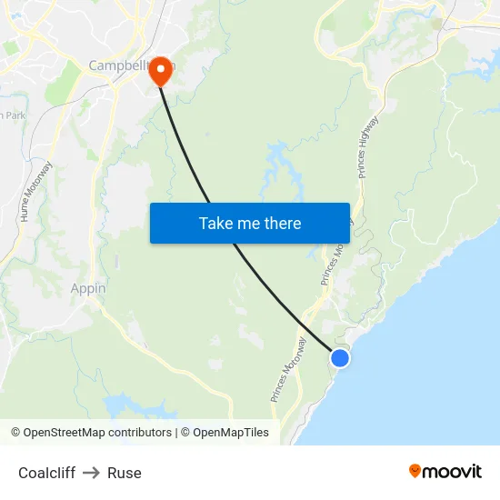 Coalcliff to Ruse map