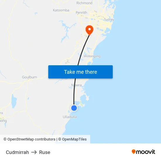 Cudmirrah to Ruse map