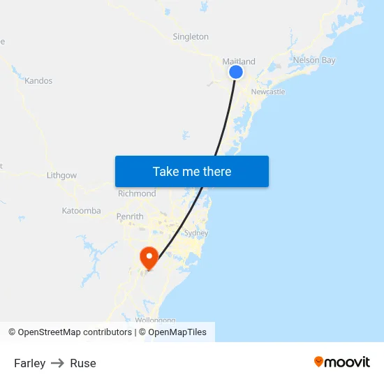 Farley to Ruse map