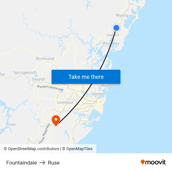 Fountaindale to Ruse map