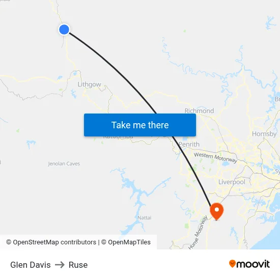 Glen Davis to Ruse map
