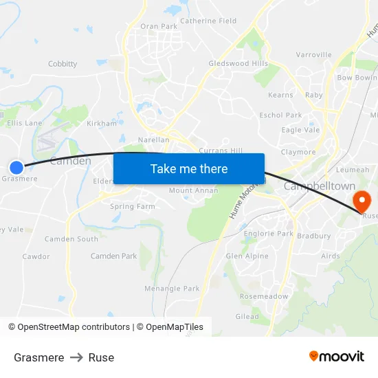 Grasmere to Ruse map