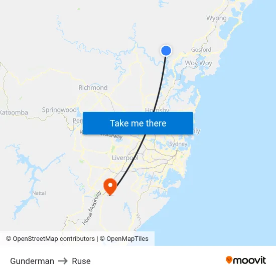 Gunderman to Ruse map