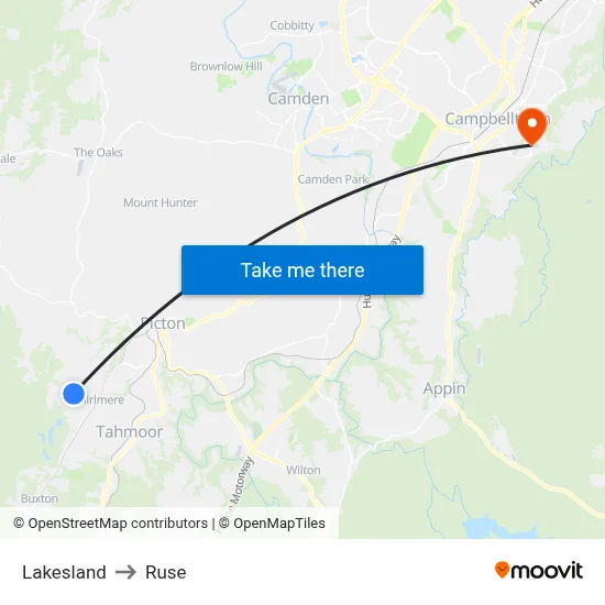 Lakesland to Ruse map