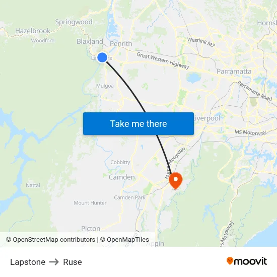 Lapstone to Ruse map