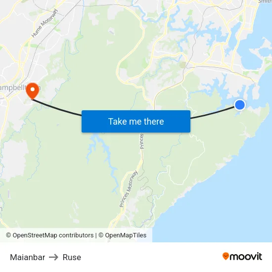 Maianbar to Ruse map