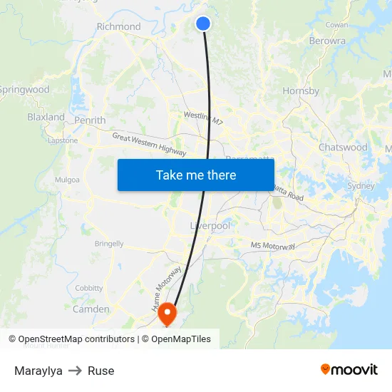 Maraylya to Ruse map