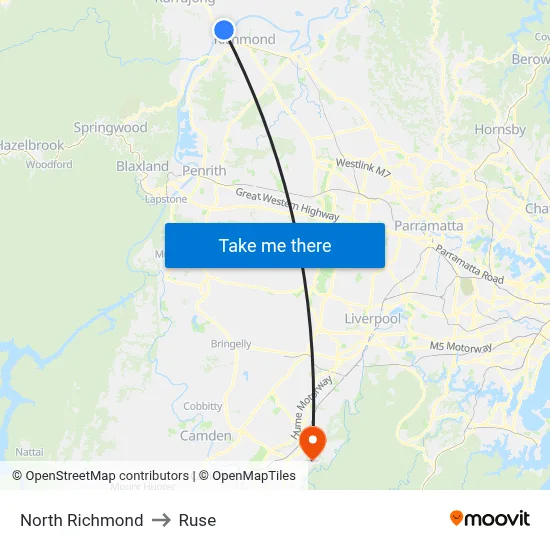 North Richmond to Ruse map