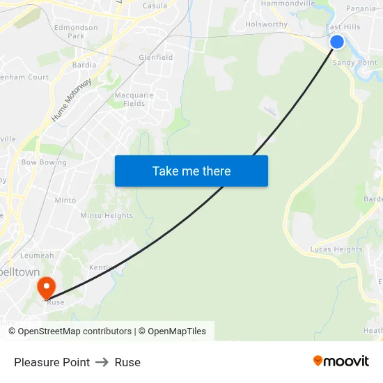 Pleasure Point to Ruse map